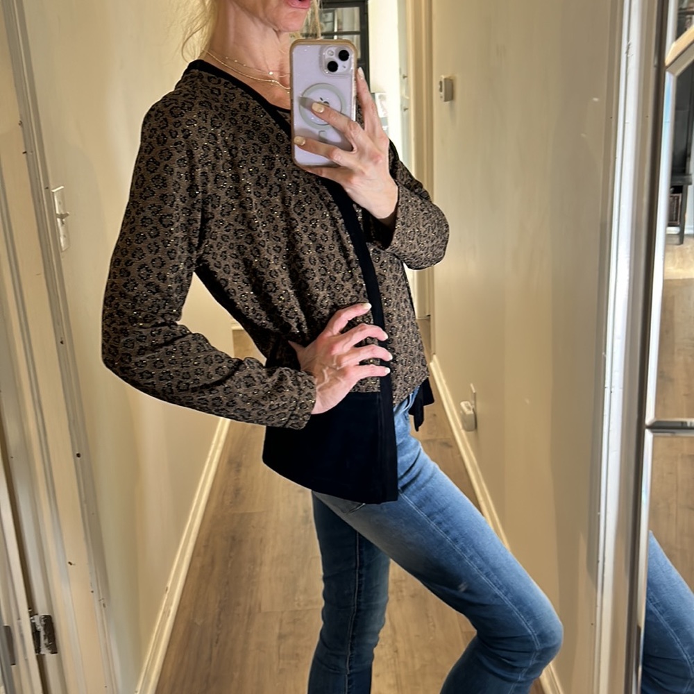 Nina Piccalino Leopard 2 in 1 luxury long sleeve cheetah print tanks w cardigan - Picture 5 of 16